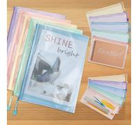 TAOPE Plastic Wallets A4 A5 A6, 15Pcs File Folder Zip Lock Bags, Multicolor Mesh Document Wallet File Zipper Bags, Waterproof Plastic Pockets Folders for Office Home School Storage Bags Travel