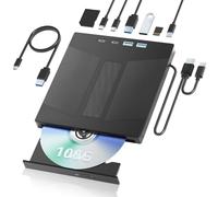 Taopjwr 7 in 1 External Blu Ray Drive, External Blueray/DVD Drive for PC Support 100G Disc Read&Write, USB 3.0&Type-C Blu Ray Burner with SD/TF Port, Compatible with Windows MacOS Linux Laptop Desktop