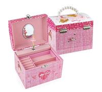 TAOPU Dome Shaped Musical Jewelry Box with Pearl Handle and Music Box with Spinning Ballerina Jewel Storage Case for Girls