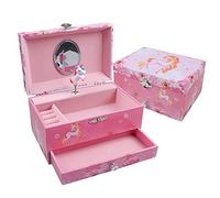 TAOPU Musical Jewelry Box with Drawer and Spinning Unicorn, Girls Music Box Jewel Storage Case Unicorn Gift Toys for Little Girls Ages 3-10 (Pink)