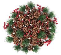 TaoQ C 150 PCS Christmas Pine Cones Set Natural Pine Cones Berry Pine Branch Ornaments Xmas Pine Cones for DIY Crafts Home Xmas Winter Vase Filler Decoration