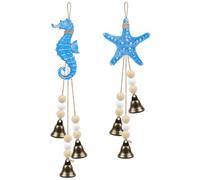 TaoQ C 2 PCS Coastal Starfish Wind Chime Mediterranean Seahorse Wind Chime Nautical Hanging Windchime Decor for Beach Theme Room Porch Patio Home Decorations