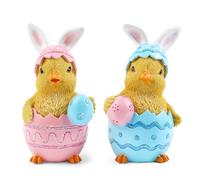 TaoQ C 2 PCS Easter Chicken Figurines Spring Chicken Resin Figurine Easter Chick Tabletopper Decorations Spring Chick Statues for Easter Home Farmhouse Table Centerpieces Decoration