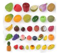 TaoQ C 35 PCS Mini Mixed Resin Fruits Micro Miniature Fruits Tiny Resin Artificial Fruit Fake Strawberry Lemon Banana for DIY Crafts House Kitchen Garden Cake Party Store Display Decoration