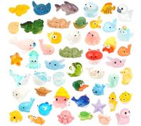 TaoQ C 50 PCS Mini Sea Animals Figurines Tiny Resin Ocean Animals Mini Plastic Ocean Animal for DIY Miniature Scenes Dollhouse Birthday Party Decoration, Fish Tank Aquarium