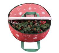 TaoQ C 75 cm Christmas Wreath Storage Bag, Wreath Storage Container with Carry Handles Zipper and Labeling Card Slot, Waterproof Garland Storage Container for Wreath Christmas Decoration, Red