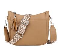 TaoQ C Cross Body Bag for Women, Women's Crossbody Bag Leather Shoulder Bag with Removable Shoulder Straps Large Shoulder Bags for Women Daily Use, Brown