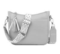 TaoQ C Cross Body Bag for Women, Women's Crossbody Bag Leather Shoulder Bag with Removable Shoulder Straps Large Shoulder Bags for Women Daily Use, Grey