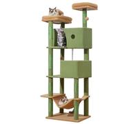 Taoqimiao 70.4-Inch Cat Tree for Large Cats, Plush Multi-Level Cat Condo with 7 Scratching Posts, 2 Luxury Perches, 2 Caves, Hammock, 2 Pompoms, Scratch Board for Indoor Cats MS030T Cactus