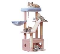 Taoqimiao Cat Tree,38.5-Inch Cat Tower for Indoor Cats,Suitable for Kittens with Luxurious cat condo with Adjustable Baskets and Luxurious Perch MS029SPB Pink and Blue