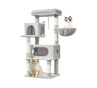 Taoqimiao Cat Tree,49-Inch Cat Tower for Indoor Cats,2 Luxurious cat condo with Adjustable Large Hanging Baskets and Large Luxurious Perch Light Gray MS029LW