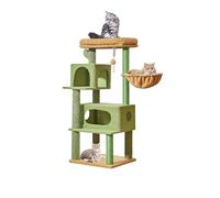 Taoqimiao Cat Tree,49-Inch Cat Tower for Indoor Cats,2 Luxurious cat condo with Adjustable Large Hanging Baskets and Large Luxurious Perch Smoky Gray MS029LT Cactus