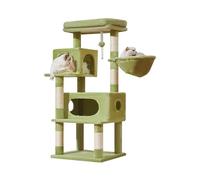 Taoqimiao Cat Tree,49-Inch Cat Tower for Indoor Cats,2 Luxurious cat condo with Adjustable Large Hanging Baskets and Large Luxurious Perch Green MS029LGR