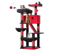 Taoqimiao Cat Tree 57.5-Inch, Cat Tower for Indoor Cats Large Adult, Extra Large Cat Condo, 8 Sisal Scratching Posts, Metal Frame Cozy Hammock, Durable Scratch Board, 2 Top Perches, Jelly Pink MS026P