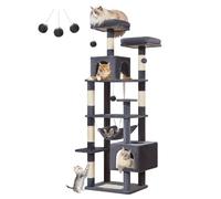 Taoqimiao Cat Tree, 68-Inch Cat Tree Cat Tower for Indoor Cats, Plush Multi-Level Cat Condo with 6 Scratching Posts, 2 Perches, 2 Caves,Hammock, 3 Pompoms,MS020SG Smoky Gray