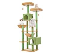 Taoqimiao Cat Tree, 71-Inch Cat Tree Cat Tower for Indoor Cats, Plush Multi-Level Cat Condo with 10 Scratching Posts, 2 Perches,Basket, 2 Caves,Hammock, 2 Pompoms,MS020T Cactus
