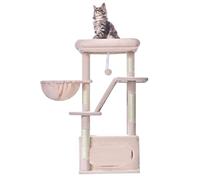 Taoqimiao Cat Tree, 98cm Cat Tower for Indoor Cats, Small Cat Tree Suitable for Kittens with Luxurious Cat Condo, Adjustable Basket and Luxurious Perchh, Pink MS029SP