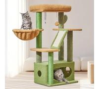 Taoqimiao Cat Tree MS029, 97CM Cat Scratching Post with 4 Scratching Posts, 1 Platforms, 1 Caves, Basket, Cat Scratching Board, Plush Balls, Vegetable