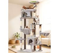 Taoqimiao MS032W 83In Cat Tree for Indoor Cats Large Adult, XXL-Cat Tower, Suitable 20lb+ Heavy Duty Large Cats, 2 Luxurious Cat Cando with 8 Scratching Posts,Oversized Metal Hammocks,Light Gray