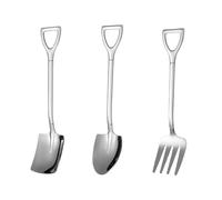 TAORANJU Creative Shovel Spoon Fork Set, 3 Pcs Stainless Steel Coffee Spoons Shovel Shape Tea Spoons Dessert Spoons Stirring Spoon Ice Cream Spoon Sugar Spoon for Party (12.2cm*2.6cm)