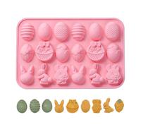 TAORANJU Easter Silicone Chocolate Mould, 18 Cavity Colorful Resin Easter Egg Mould Rabbit Candle Moulds, Reusable DIY Baking Moulds for Jelly Gummy Soap Candy Cake