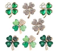 TAORANJU Four Leaf Clover Brooches for Women, 8 Pcs Rhinestone Clothes Brooch Pins for St. Patrick's Day, Elegant Crystal Lapel Pins Accessories for Women Girls Birthday Wedding Gift