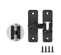 TAORANJU Sliding Door Latch, Aluminum Alloy Door Lock with 90/180 Degree Flip Design, Right Angle Barn Gate Latches for Garden, Bathroom, Kitchen, Cabinet, Window, Bedroom (Black)