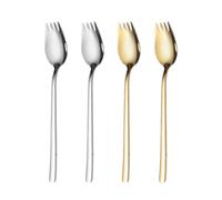 TAORANJU Stainless Steel Dessert Spoons, 4 Pcs Long Handle Salad Spoons, Mirror Polishing Dining Spoon Table TES Soup Cutlery Spoon Set for Home and Restaurant, Dishwasher Safe