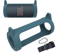 Taoricen Silicone Case for JBL GRIP Speaker, Shockproof Outdoor Protective Cover with Shoulder Strap + Carabiner Clip (Blue)