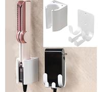 Taoricen Storage Bracket + Power Cord Holder for Dyson Airstrait HT01 / Airwrap, Aluminium Wall Mount Bracket, No-Punch Multi-Function Bracket Base