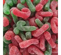TAOS Candy Canes Fizzy Red & Green Jelly Christmas Vegan Pick & Mix Sweets Kingsway 500g (Strawberry)