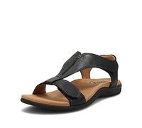 Taos The Show Premium Leather Women's Sandal - Experience Everyday Style, Comfort, Arch Support, Cooling Gel Padding and an Adjustable Fit for Exceptional Walking Comfort, Black, 7 Wide