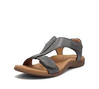 Taos The Show Premium Leather Women's Sandal - Experience Everyday Style, Comfort, Arch Support, Cooling Gel Padding and an Adjustable Fit for Exceptional Walking Comfort, Steel, 7 Wide