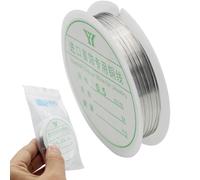 TAOSHENG 0.5mm Jewellery Copper Wire Roll, 8M Length 25 Gauge Craft Beading Brass Cord Tarnish Resistant Copper Wire for Jewelry Making Supplies and Crafting, Silver 1 Roll