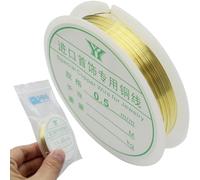 TAOSHENG 0.5mm Jewellery Copper Wire Roll, 8M Length 25 Gauge Craft Beading Brass Cord Tarnish Resistant Copper Wire for Jewelry Making Supplies and Crafting, Gold 1 Roll