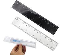 TAOSHENG 6-Inch Plastic Straight Ruler Set, 15-CM Flexible Dual-Scale Measuring Tool for Student School Office, 1 Black & 1 Transparent