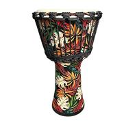 TAOSKNE 8.5inch Djembe West African Style Tambourine, Congo, Goat Skin Drum Head, Professional Sound Quality,Hand Drum, Special Holiday Gift. (Colorful leaves)