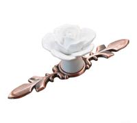 Taotalhomy Antique Copper Rose, 11.8 x 4 x 3.7 cm Ceramic Handle for Cabinet Wardrobe Knob Single Hole Installation Vintage Style Pottery and Porcelain Construction Home Decor Upgrade(G)