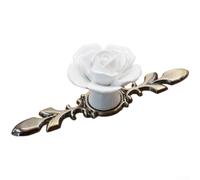 Taotalhomy Antique Copper Rose, 11.8 x 4 x 3.7 cm Ceramic Handle for Cabinet Wardrobe Knob Single Hole Installation Vintage Style Pottery and Porcelain Construction Home Decor Upgrade(C)