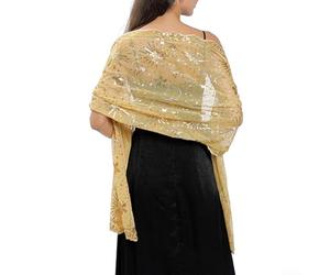 Taotalhomy Glitter Beaded Shawl Wrap For Women Designed For Formal Evening Wear Prom Outfits And Wedding Guest Attire(Gold)