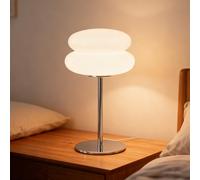 taotanra-Mushroom Bedside Table Lamp, Mid-Century Modern Bedroom Table Lamp, Retro Dimmable Bedside Lamp, Cute and Cool Home Decor (White)