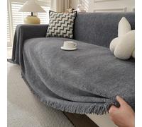 TAOTAOGO Chenille Large Sofa Throw for 1-4 Seater Sofas Grey 180x260 | Soft chenille throw, fits 1-2 seater sofas & chairs. Extra large, machine washable, pet-friendly, durable for daily use.