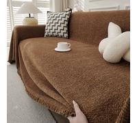 TAOTAOGO Chenille Sofa Large Throw Blanket For 1 Seater Extra Large Throws for Sofa, Soft Throw for Chair Couch and Bed Throw C Chocolate 180x150
