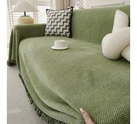 TAOTAOGO Chenille Sofa Large Throw Blanket For 1 Seater Extra Large Throws for Sofa, Soft Throw for Chair Couch and Bed Throw C Green 180x150
