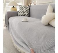 TAOTAOGO Chenille Sofa Large Throw Blanket For 1 Seater Extra Large Throws for Sofa, Soft Throw for Chair Couch and Bed Throw C Light Grey 180x150