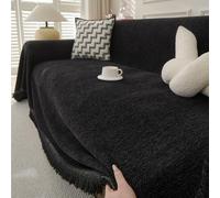 TAOTAOGO Chenille Sofa Large Throw Blanket For 2 3 Seater Extra Large Throws for Sofa, Soft Throw for Chair Couch and Bed Throw C Black 230x300