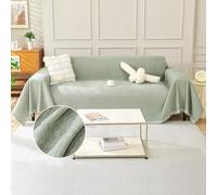 TAOTAOGO Sofa Cover 1 2 Seater Chenille Corner Sofa Slipcover Washable L Shape Sofa Covers Sectional Couch Cover with Tassel Furniture Protector for Pet Loveseat Futon Cover F Green 180x260cm