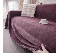 TAOTAOGO Sofa Cover 2 3 Seater Chenille Corner Sofa Slipcover Washable L Shape Sectional Couch Cover Furniture Protector for Pet All-Season #B-Purple 180x300cm