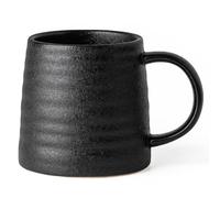 TaoTaojarvie 15.5 Oz Large Textured Matte Black Glaze Ceramic Mug, Heavy Weighted Stoneware Coffee Cup, Wide Base, Thick Wall Big Tea Cup with Custom Package Box, Microwave & Dishwasher Safe (Black)