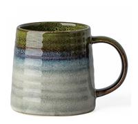 TaoTaojarvie Ceramic Coffee Mugs, 16oz, Large Capacity, Wide Bottom, Transmutation Glaze Craft, Handmade Pottery Mug, Tea Cups with Handle for Office/Home, Dishwasher and Microwave Safe (Light Green)